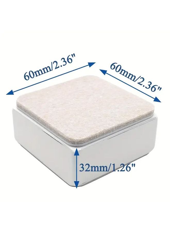 4pcs Heavy Duty Carbon Steel Furniture Risers Self Adhesive 1 2 Inch Height Increase with Felt Pads for Beds and Tables White - Image 2
